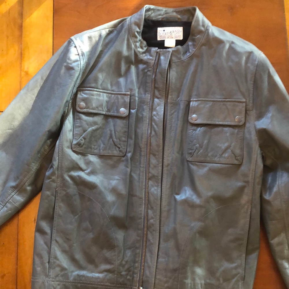 Lucky Brand Leather Cafe Racer Jacket.  Men’s Large.